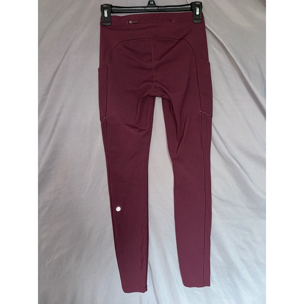 Lululemon Speed Up Tight Burgundy Running Leggings Pockets Size 4 Maroon - Picture 2 of 6